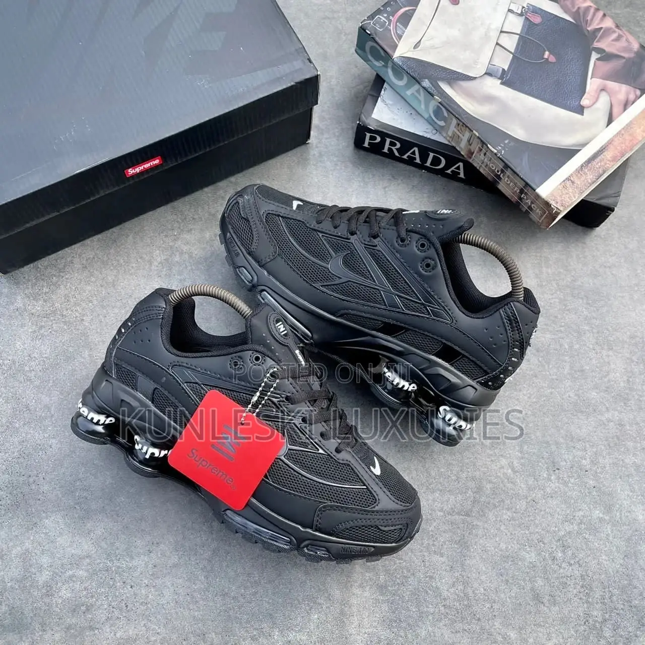 Original Supreme X Nike Shox Ride 2 Sp Black Sneakers
