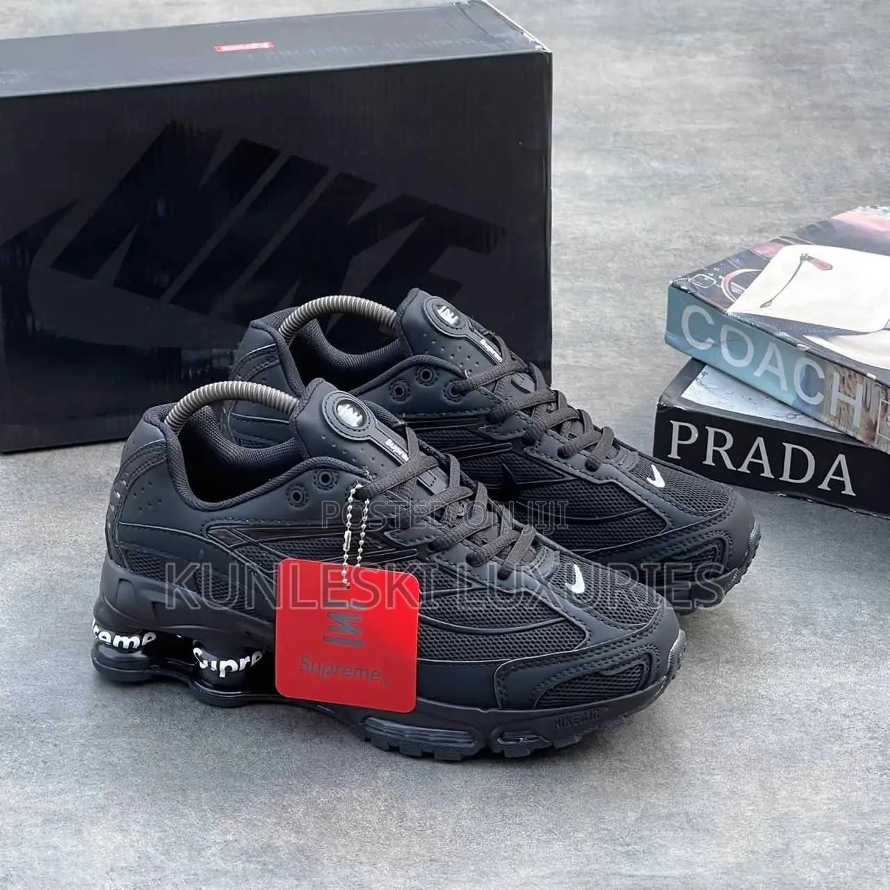 Original Supreme X Nike Shox Ride 2 Sp Black Sneakers