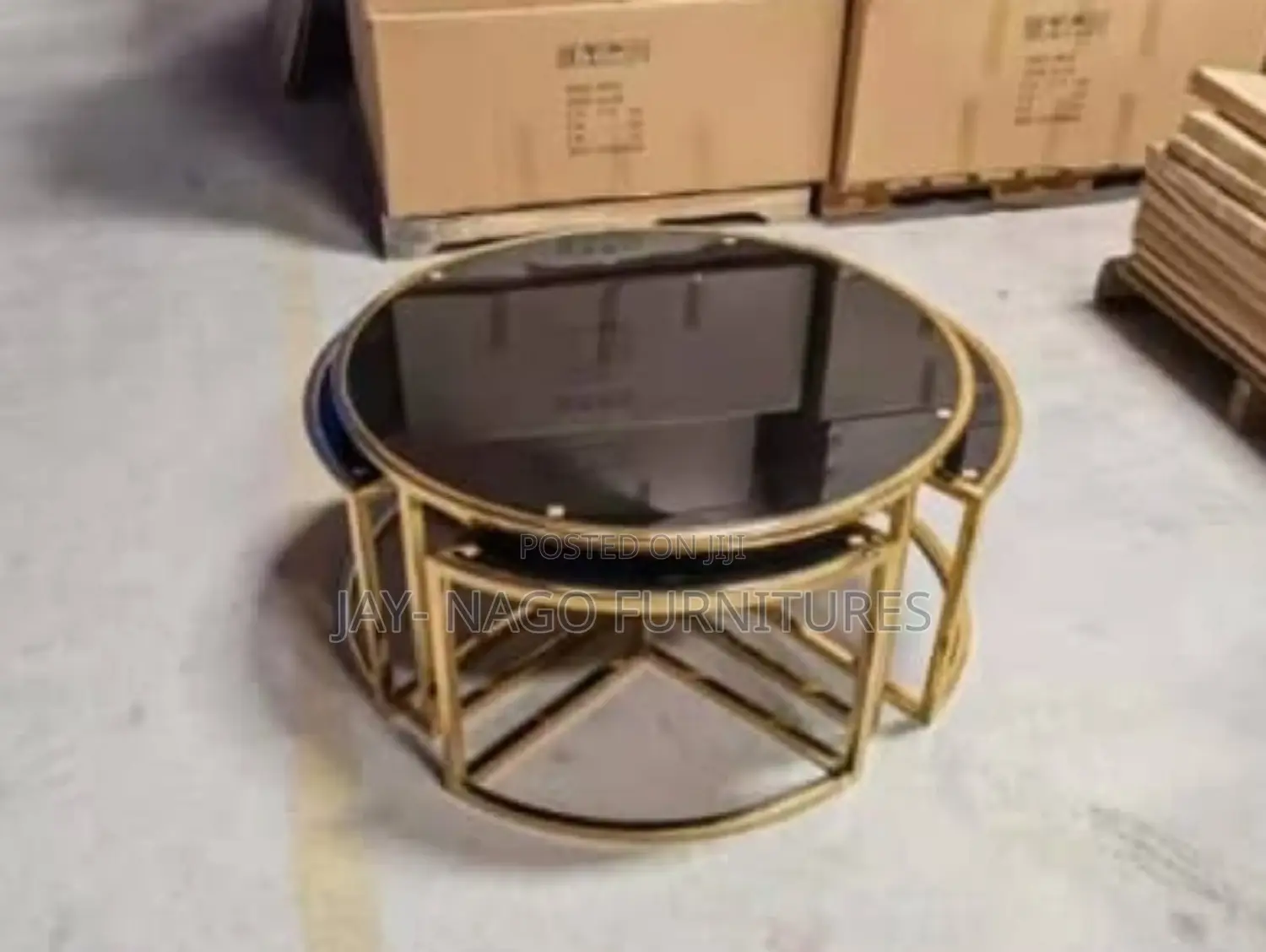Executive Glass Center Table With Three Side Table