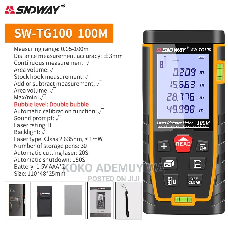 SNDWAY Laser Distance Rangefinder 100M Tape Meter
