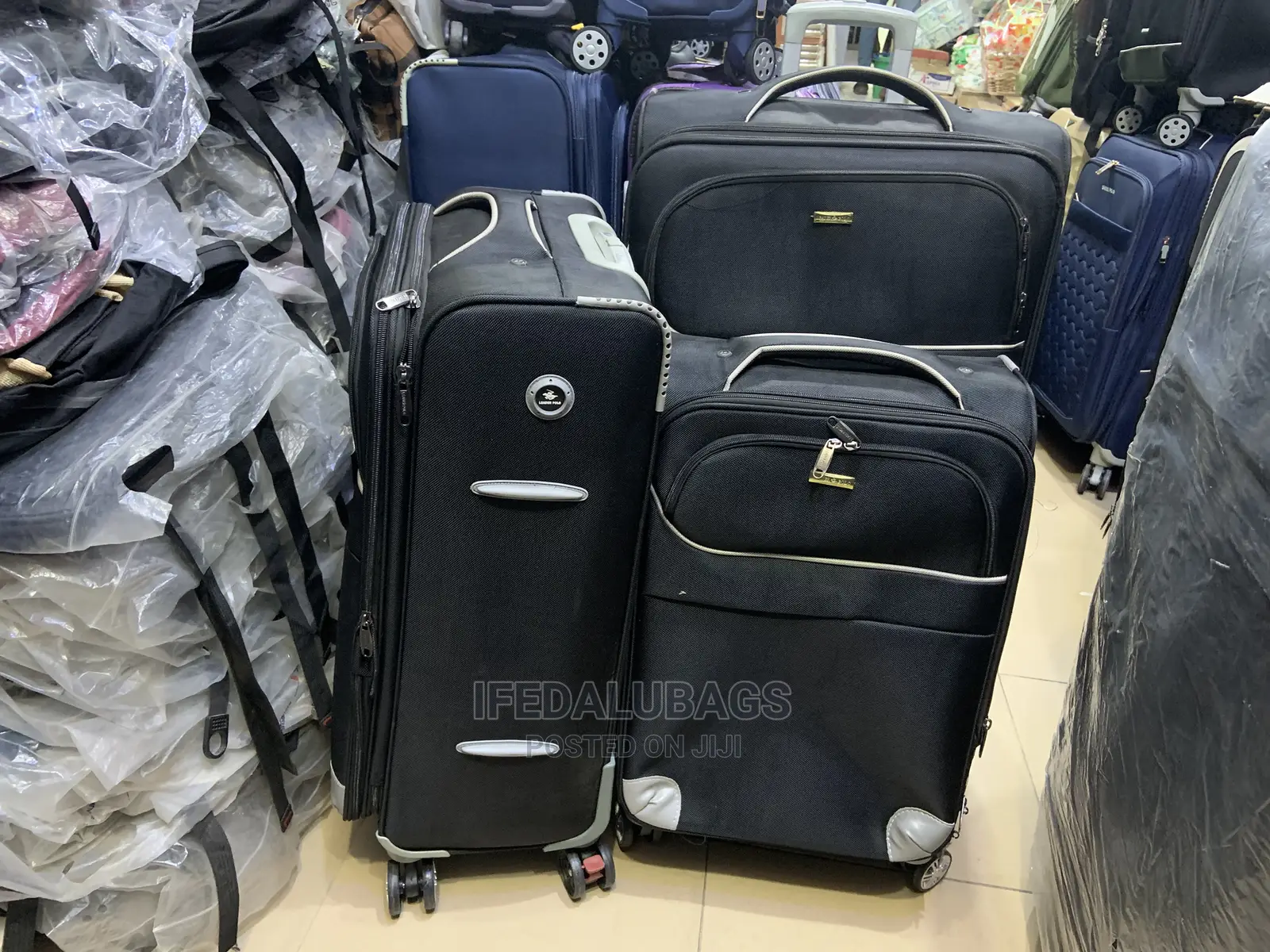Set of Black Durable Traveling Luggage