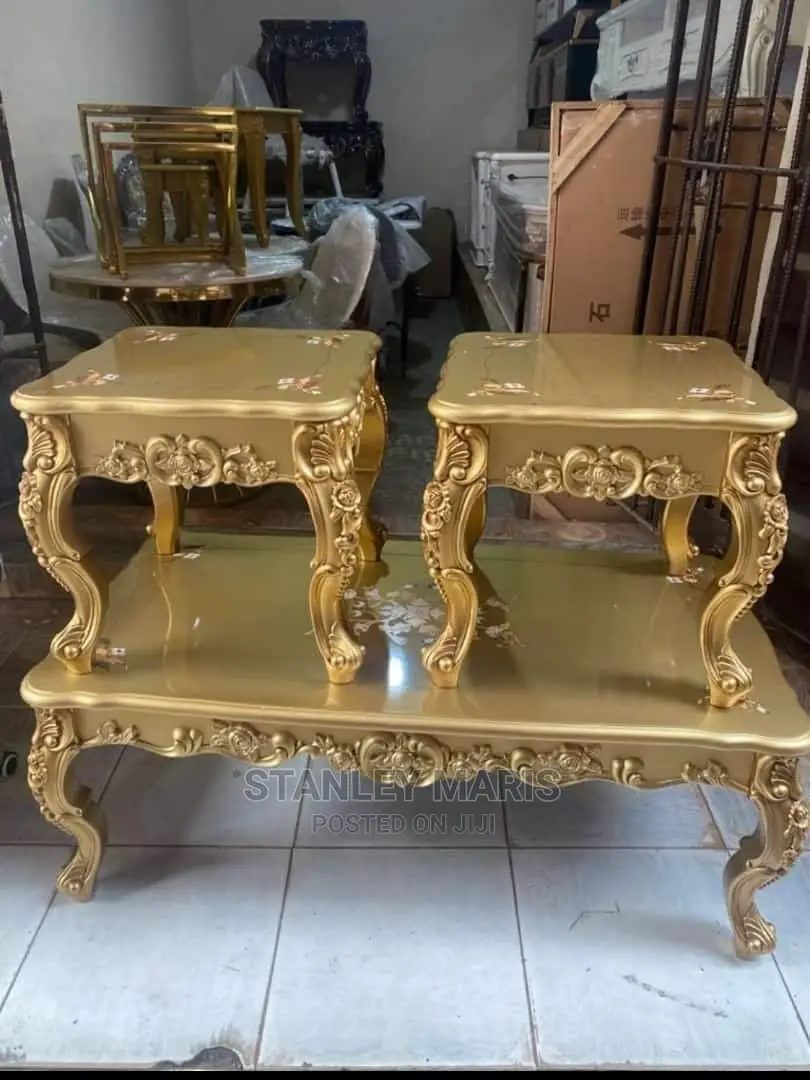 Gold Royal Centre Table With Two Side Stools