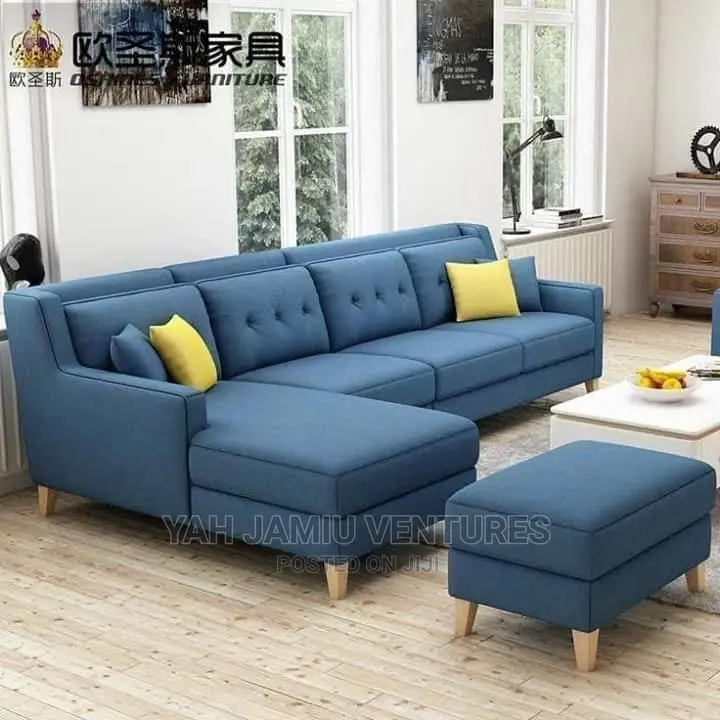 Luxury L-Shaped Living Room Fabric Sofa Chair.