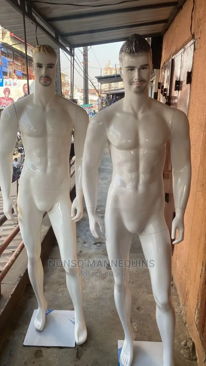 Huge White Fibre Male Display Glossy White Mannequins