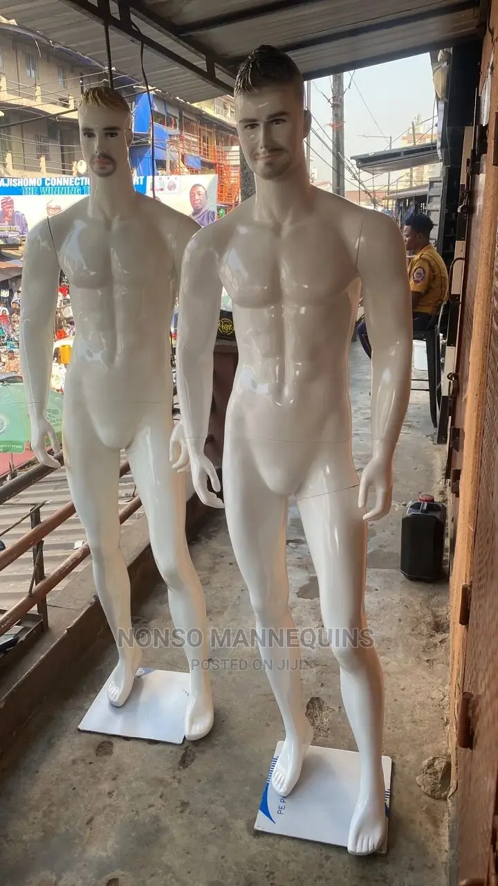 Huge White Fibre Male Display Glossy White Mannequins