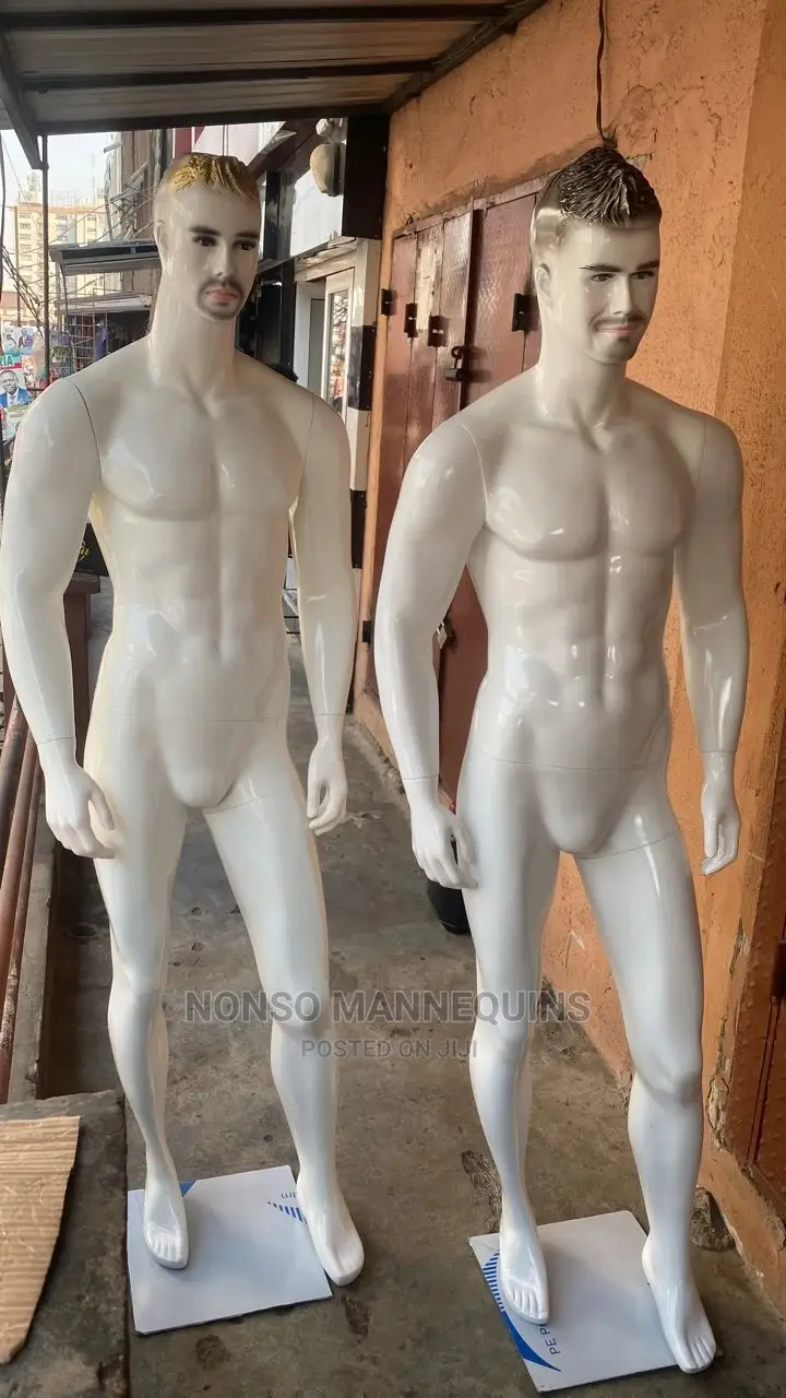 Huge White Fibre Male Display Glossy White Mannequins