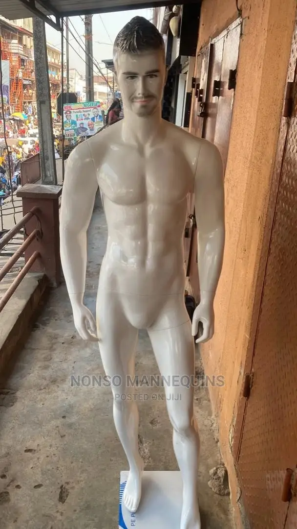 Huge White Fibre Male Display Glossy White Mannequins
