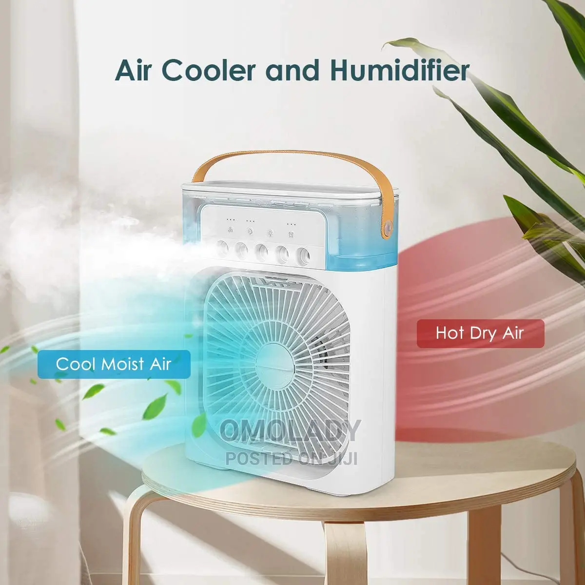 Portable Air Cooler Fan 3 Wind Speeds Usb With 7 Colors Led