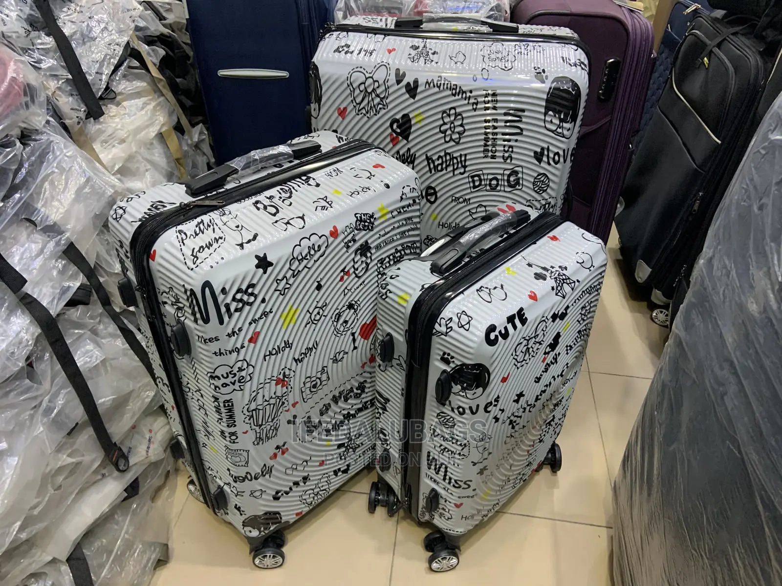 Set of Quality Designed Plastic Traveling Luggage