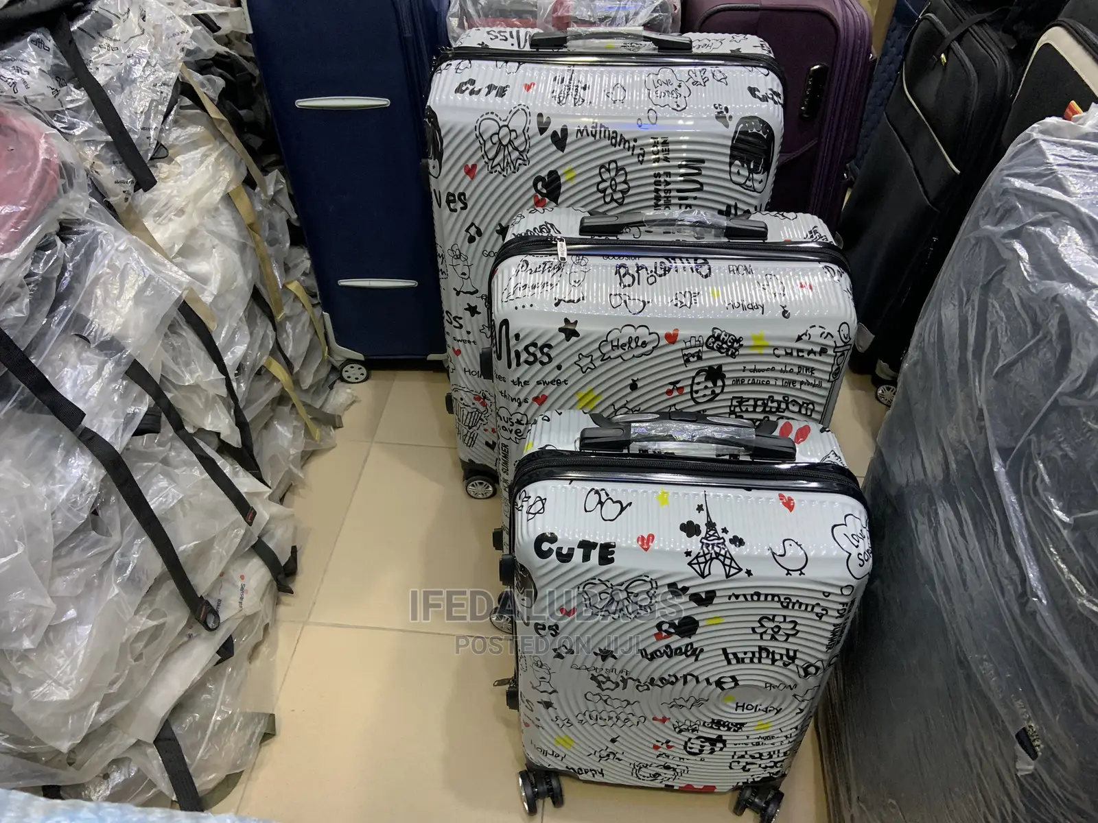 Set of Quality Designed Plastic Traveling Luggage