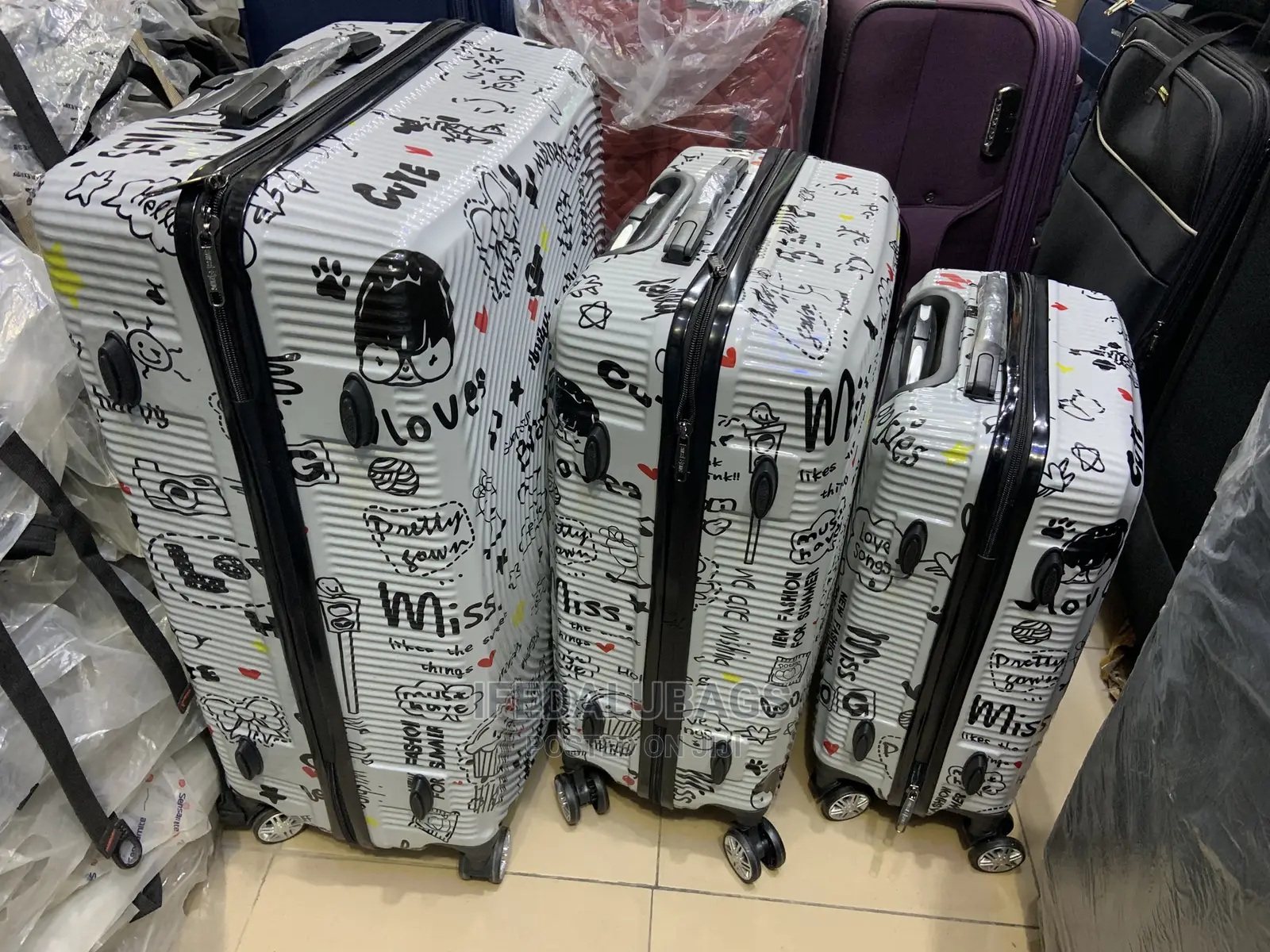 Set of Quality Designed Plastic Traveling Luggage