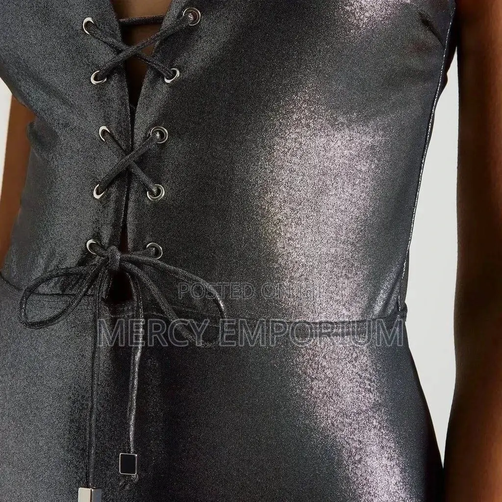 Metallic Black Swimsuit. Swimwear. Bikini