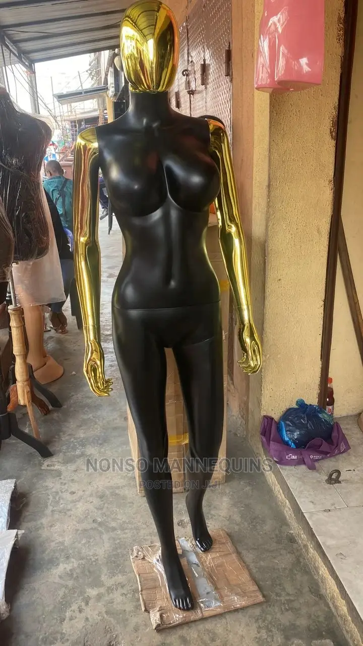 Matt Black Body Gold Chrome Female Faceless Mannequin