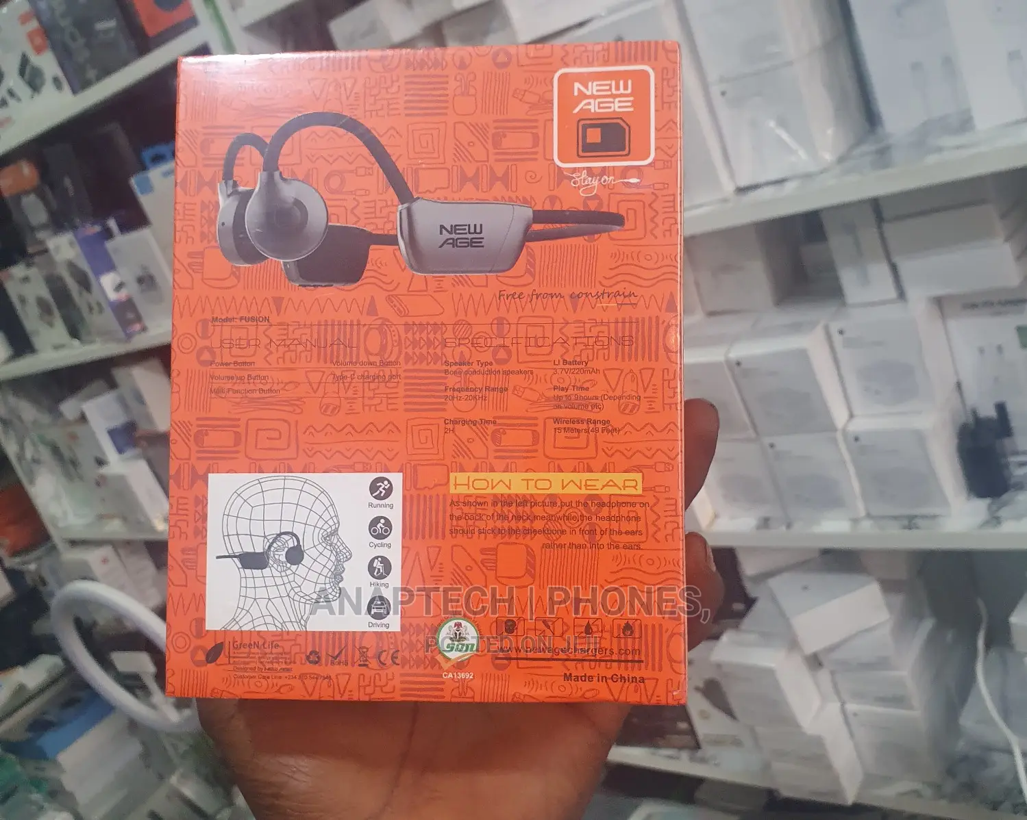 Bone Conduction Headphone Bluetooth/ 9 Hours Playtime 15m