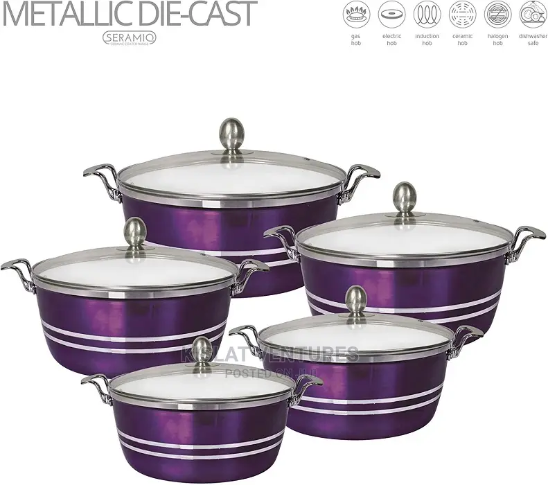 SQ Professional Metallic Die-Cast Stockpot 5set - Amethyst