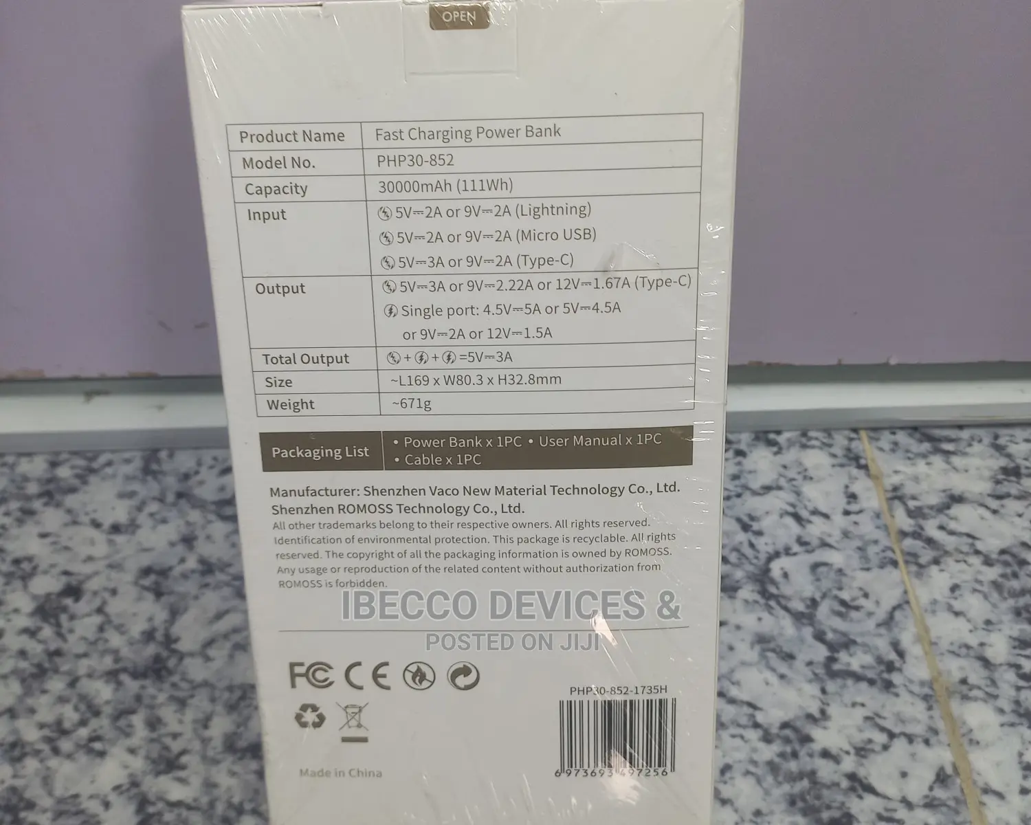 Original Romoss 30,000 Digital Power Bank