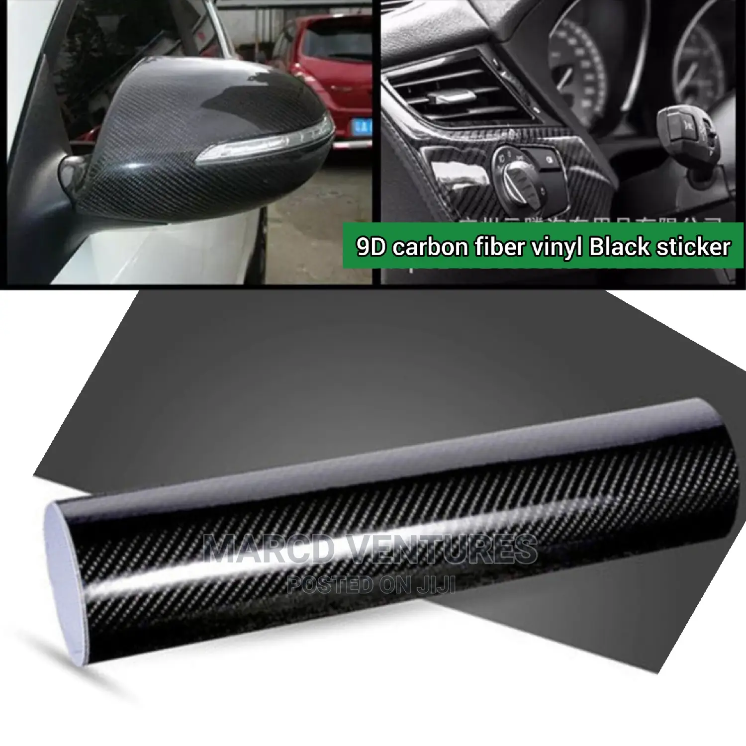 9D High Glossy Carbon Fiber Vinyl Black Sticker