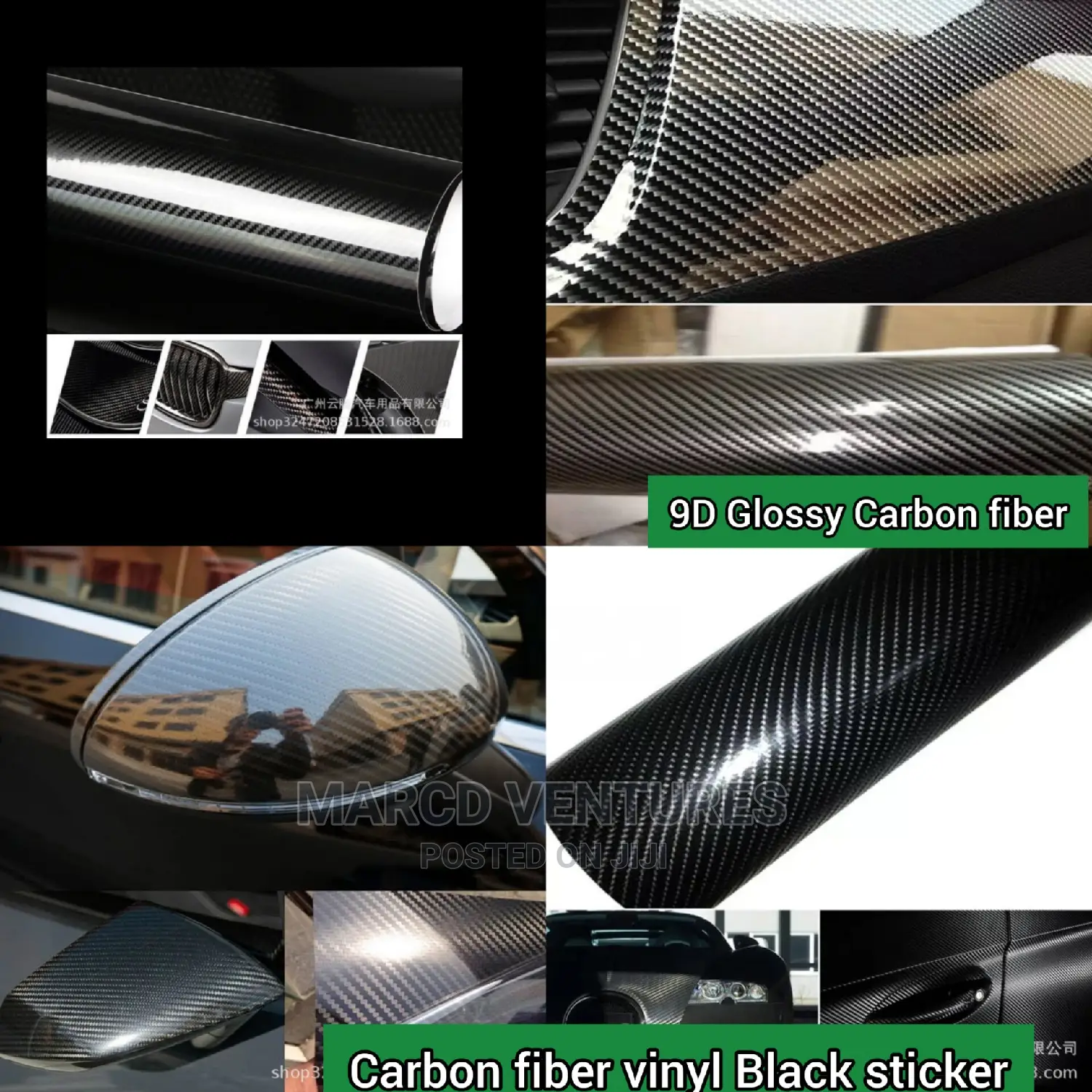 9D High Glossy Carbon Fiber Vinyl Black Sticker