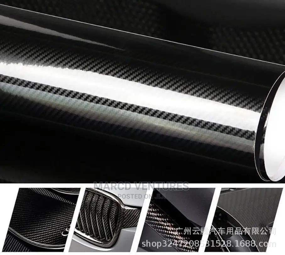 Black Carbon Fiber Glossy Vinyl Stickers