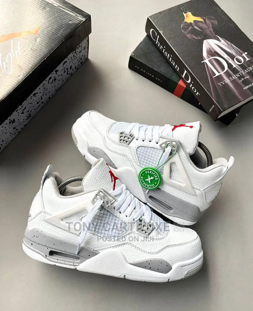 *!!Air Jordan 4 Retro ’White Oreo - Tech Grey