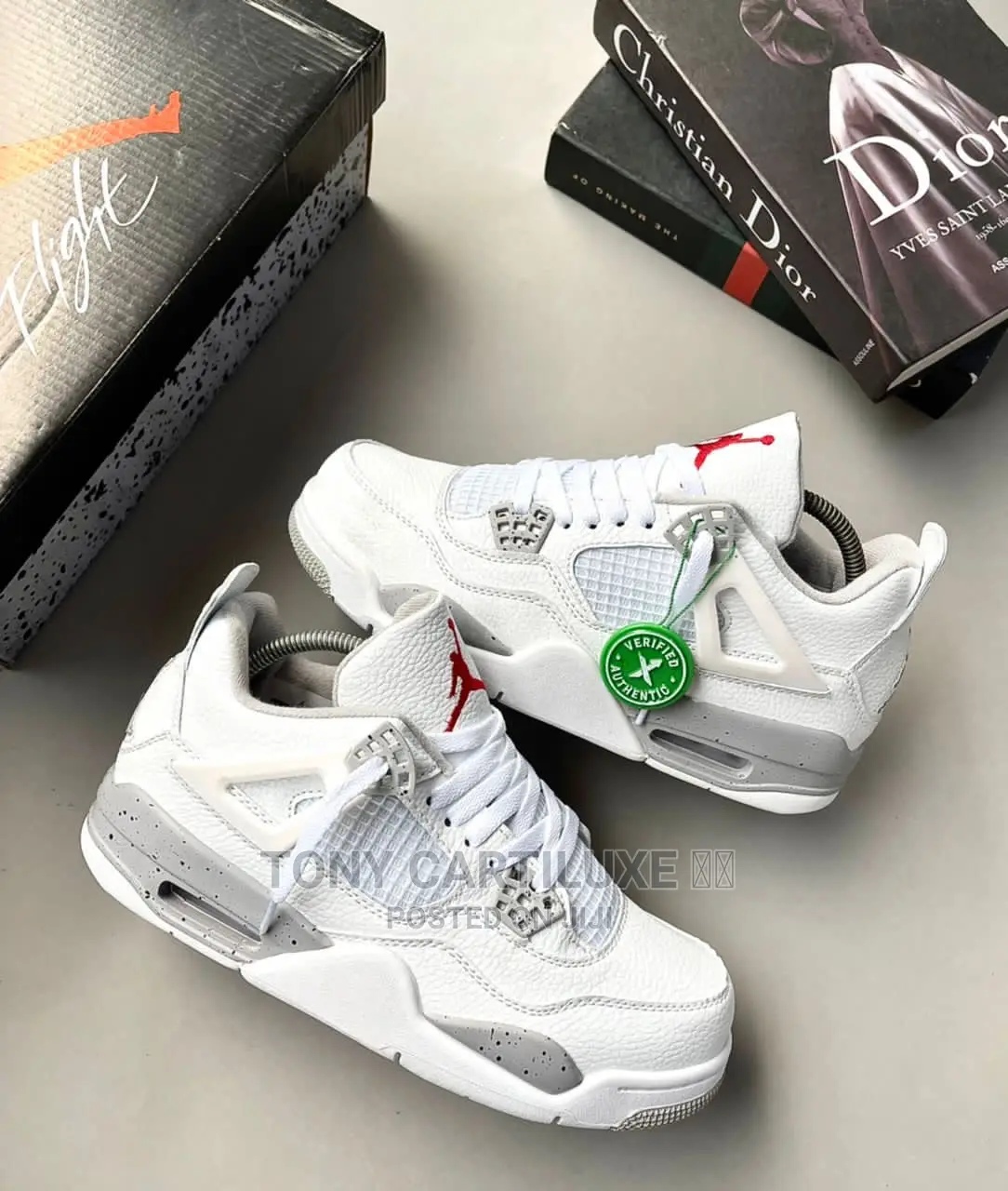 *!!Air Jordan 4 Retro ’White Oreo - Tech Grey