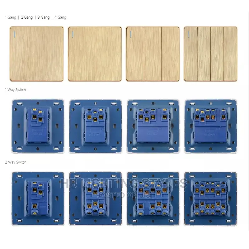 Luxury Gold 1 2 3 4 Gang Wall Light Switch