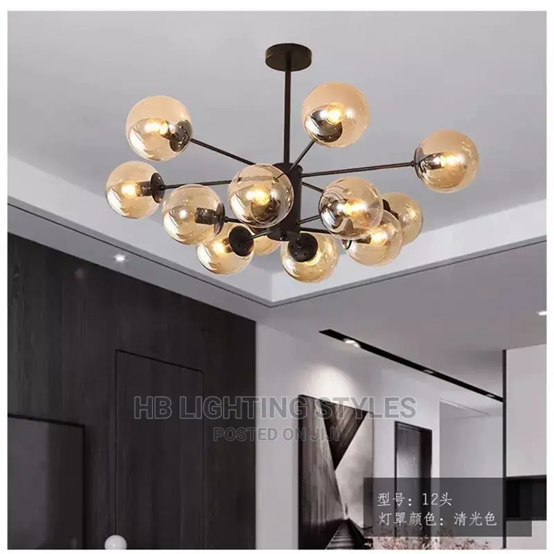 Modern Nordic Magic Beans E27 Black Gold Chandelier Light