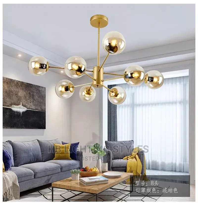 Modern Nordic Magic Beans E27 Black Gold Chandelier Light