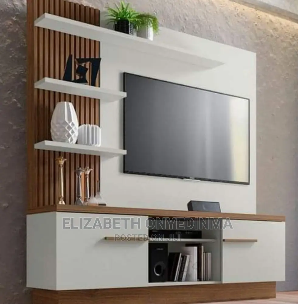 Quality Tv Console With Light and 3 Shelves
