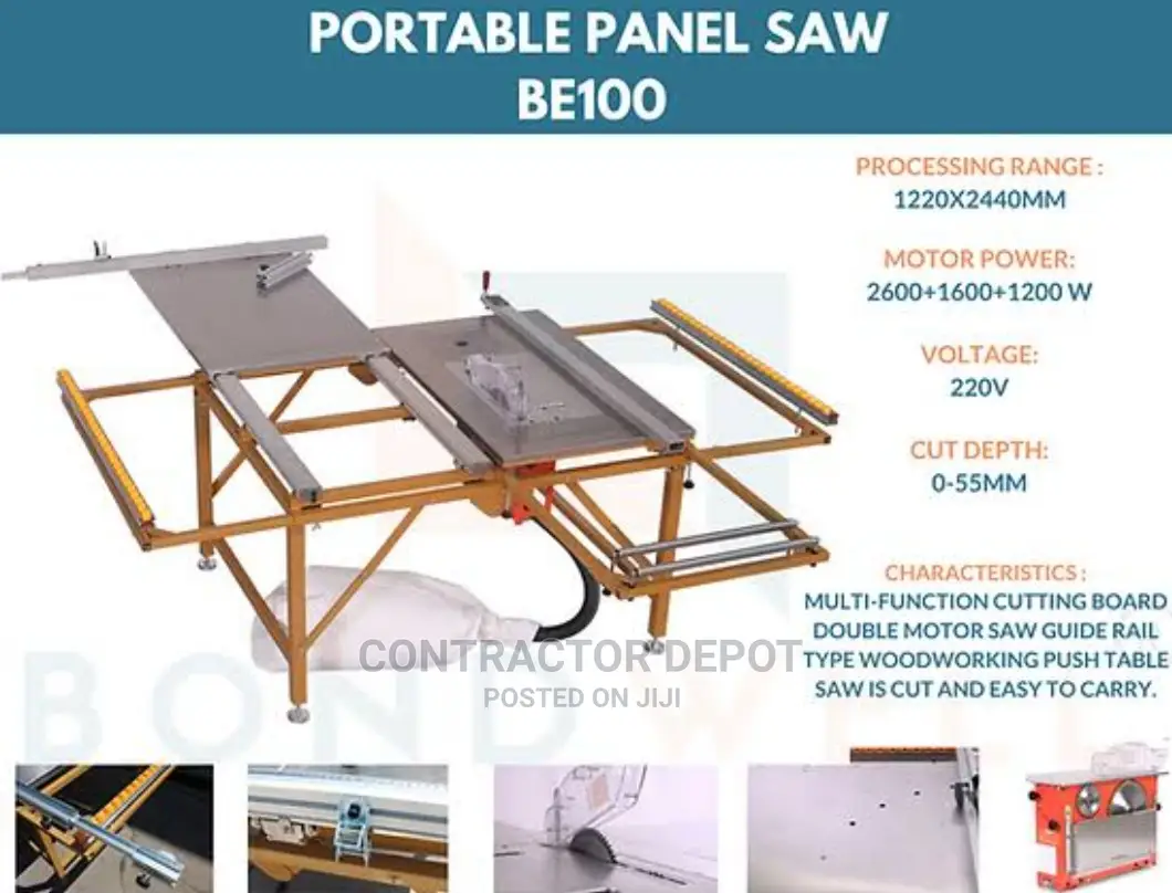 Portable Sliding Panel Saw With Router Hole and Bander