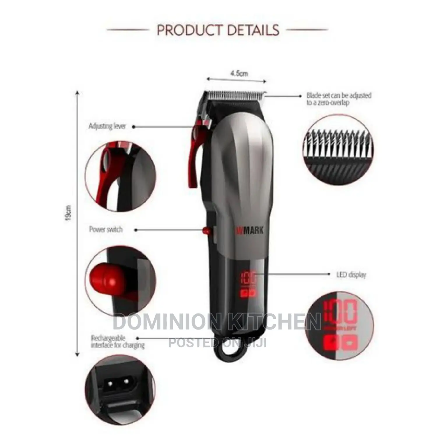 Wmark Professional Cordless Rechargable Hair Clipper