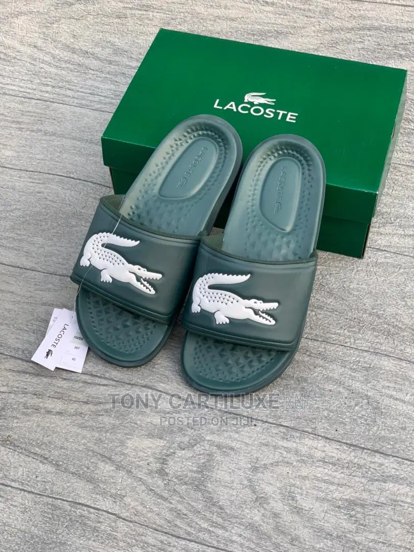 Nu Lacoste Croco Synthetic Logo Slides