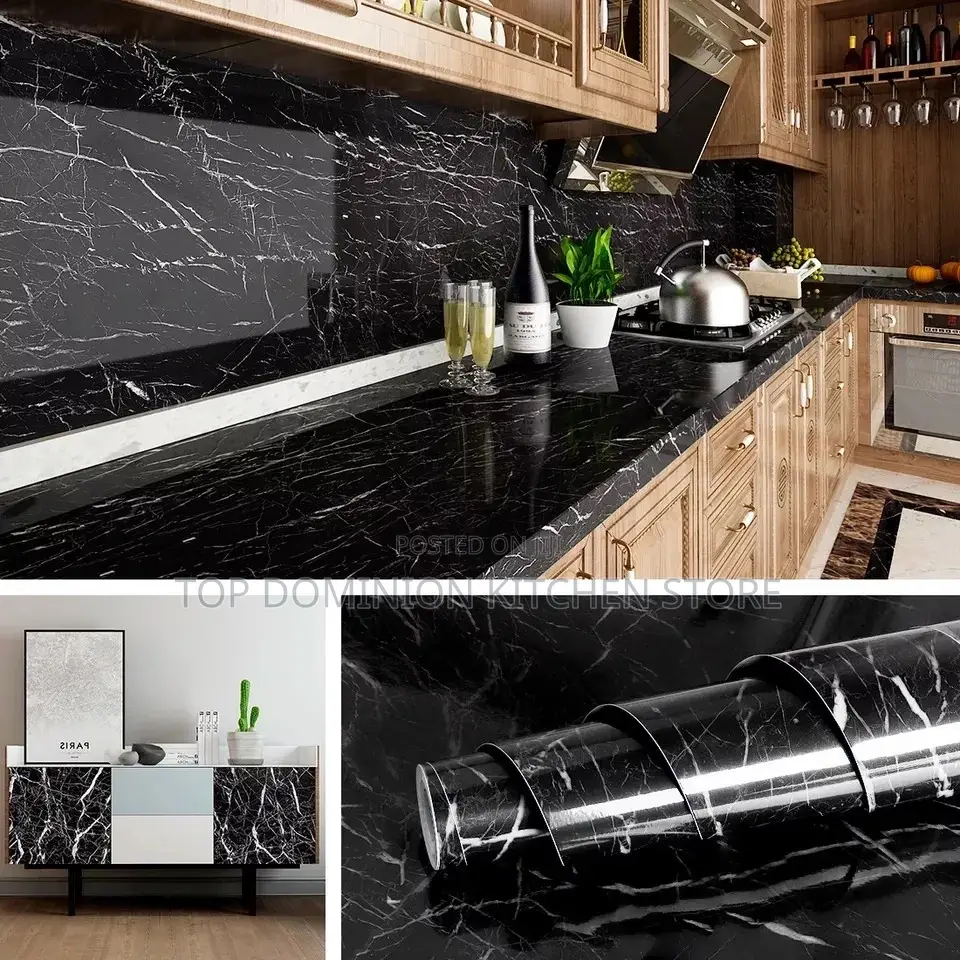 Waterproof Black Marble Wallpaper Stickers