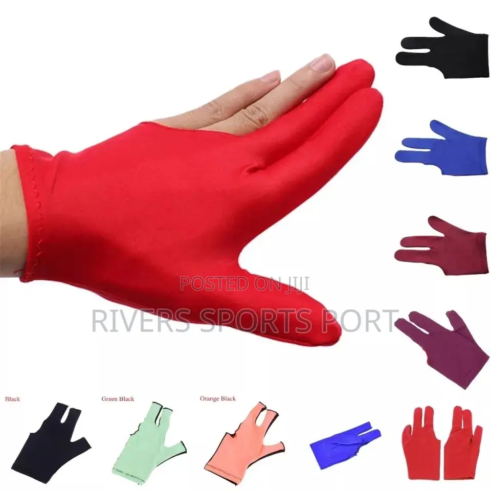 Professional Spandex Snooker Billiard Glove Black, Blue, Red