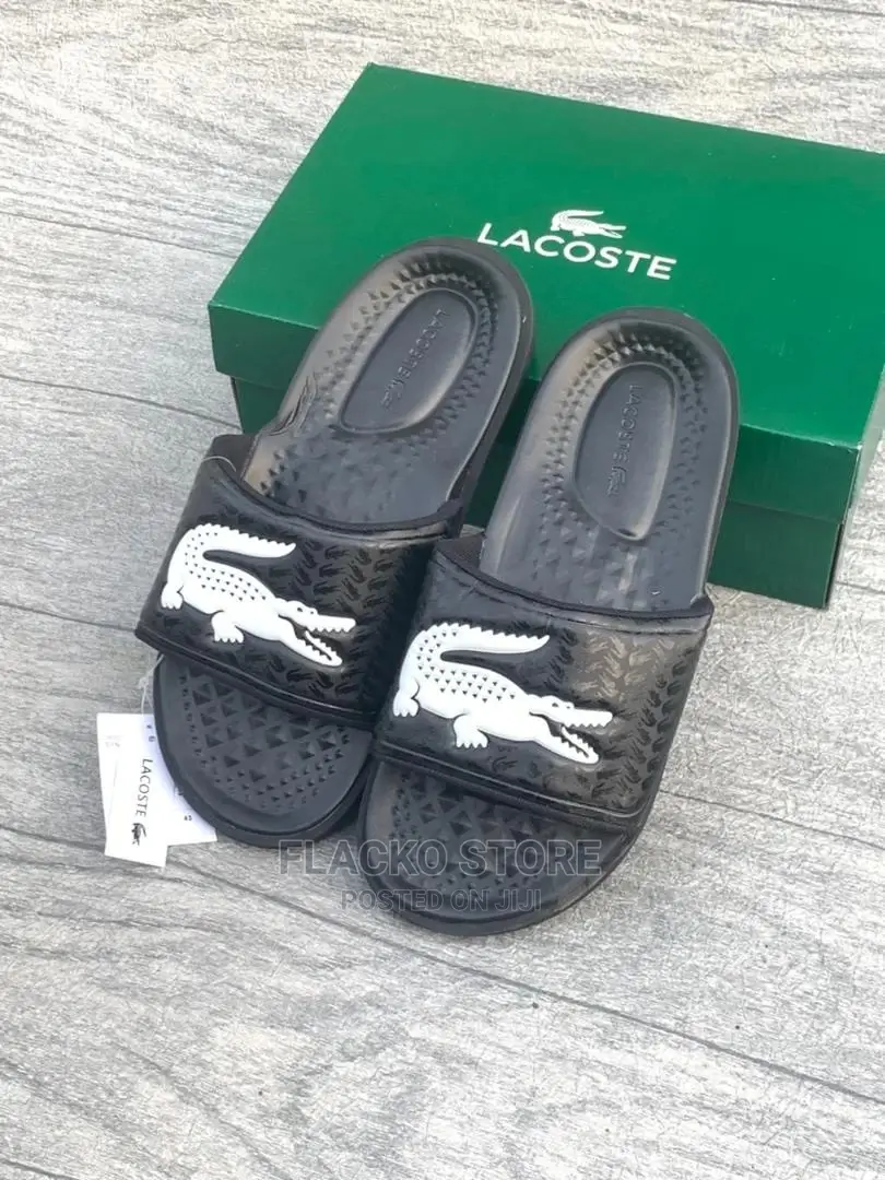 Original Lacoste Crocs Synthetic Logo Slides Available
