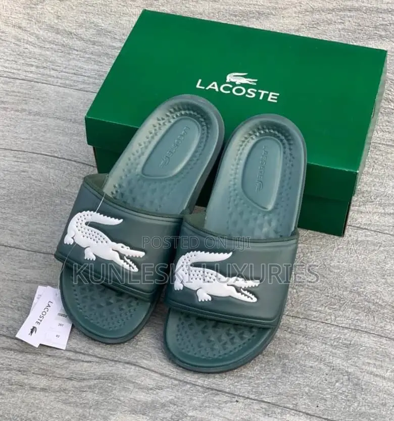 Original Lacoste Croco Synthetic Logo Slides Available