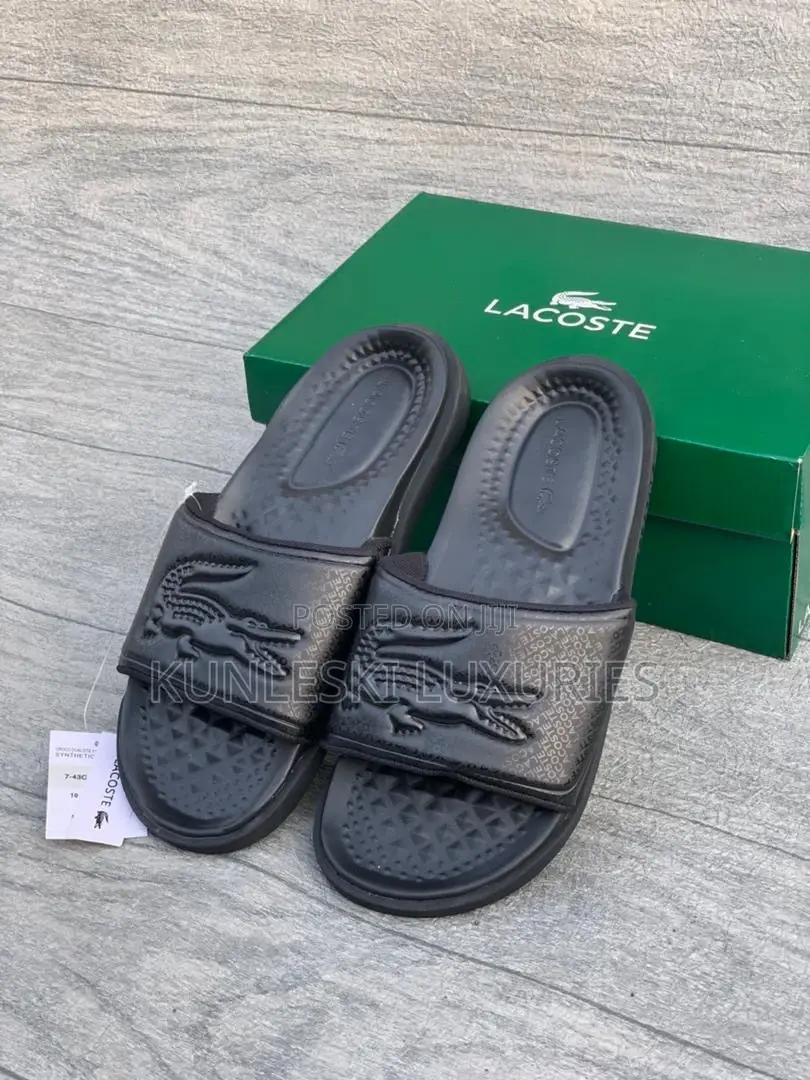 Original Lacoste Croco Synthetic Logo Slides Available