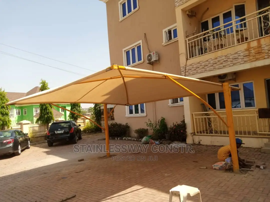 Yellow Coated Carport for 2 Cars
