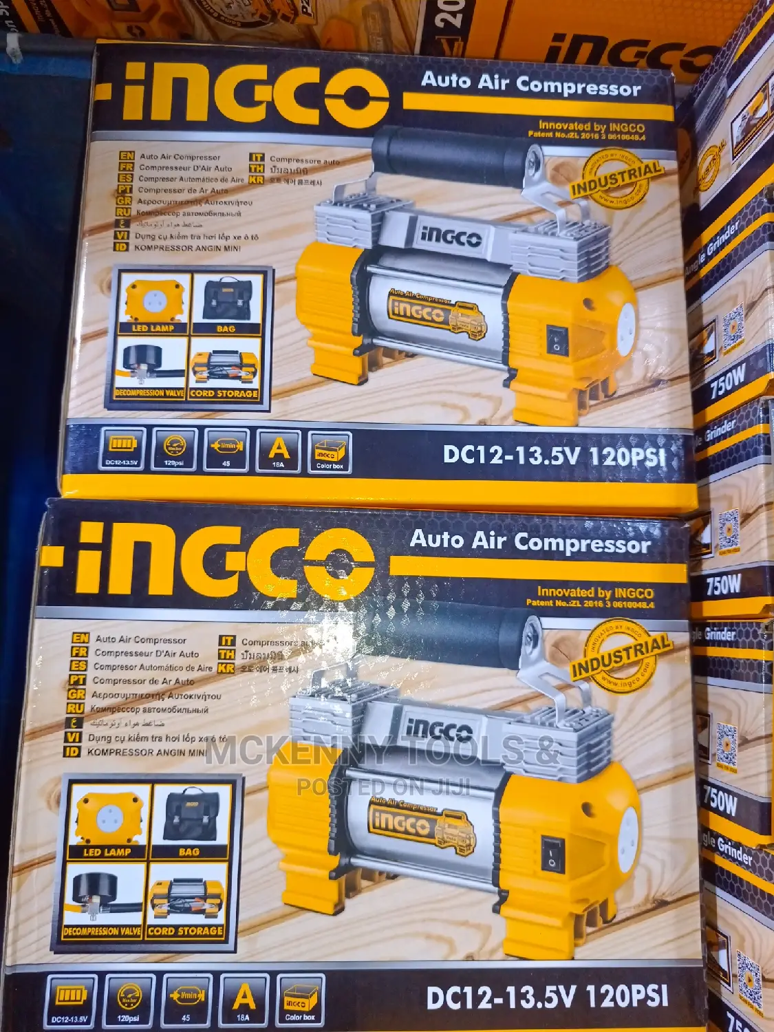 Ingco Heavy Duty Car Air Compressor With Light 2x Cylinder