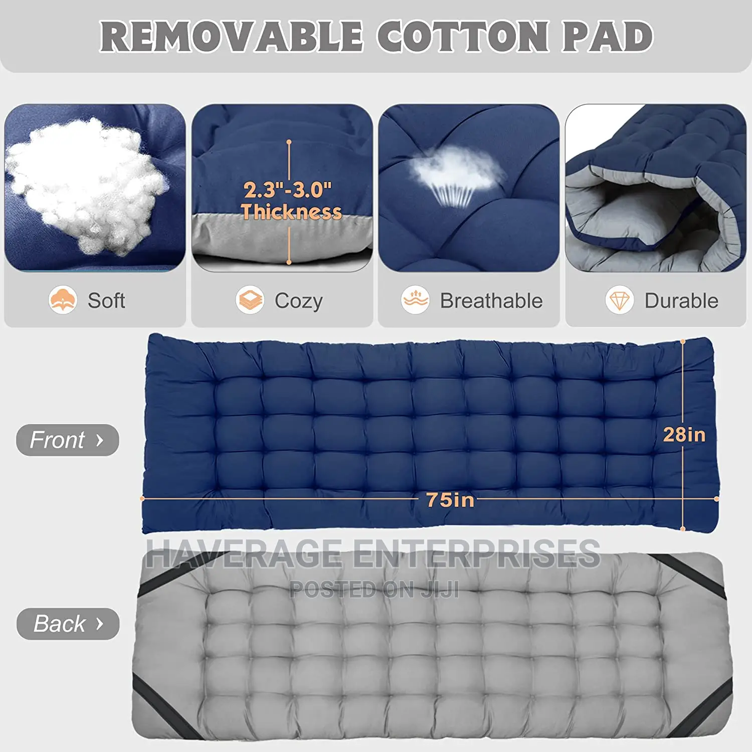 Foldable Camping Cot W/Mat for Adults, Outdoor Bed