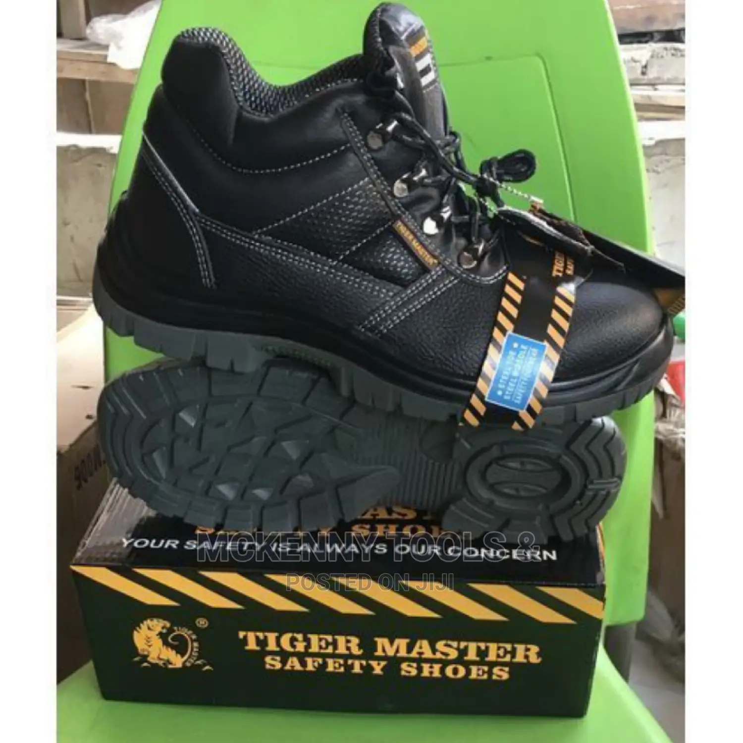 New Tiger Master Leather Safety Boots(Steel Toe)Black