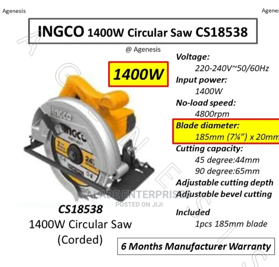 INGCO Industrial Circular Saw 7-1/4" 1400W