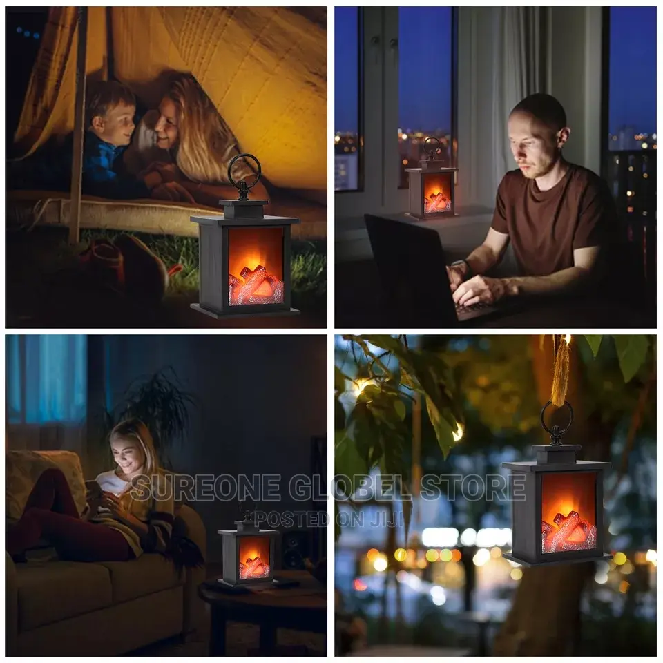 LED Flame Night Light Fireplace Lantern LED Lamp