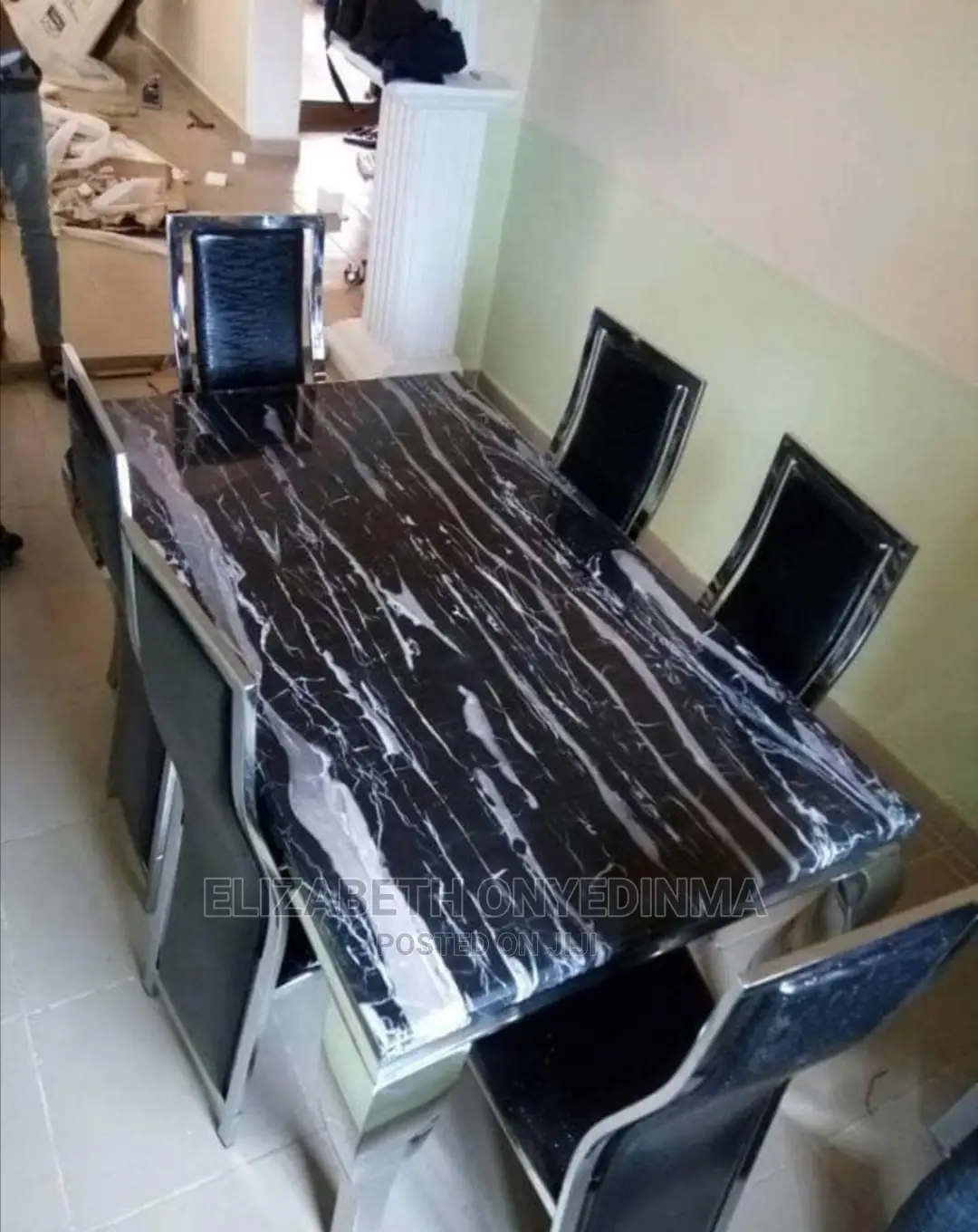 Quality 6 Seater Marble Top Dinning Set.