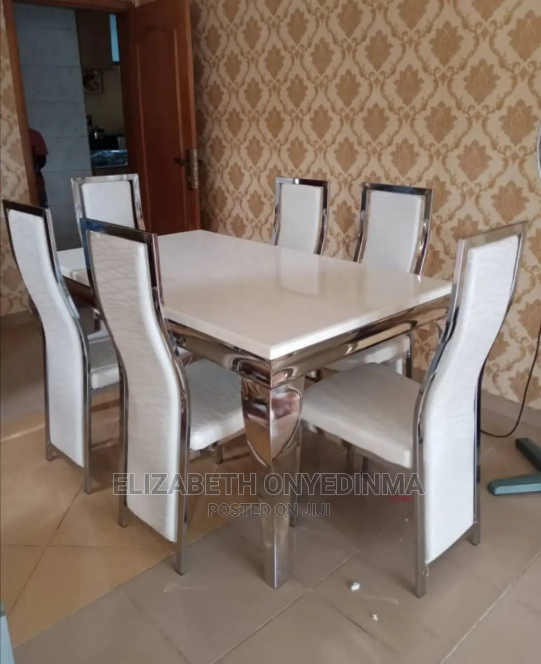 Quality 6 Seater Marble Top Dinning Set.