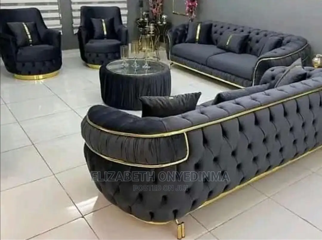 Luxury Set Of Living Room Fabric Sofa Chair.