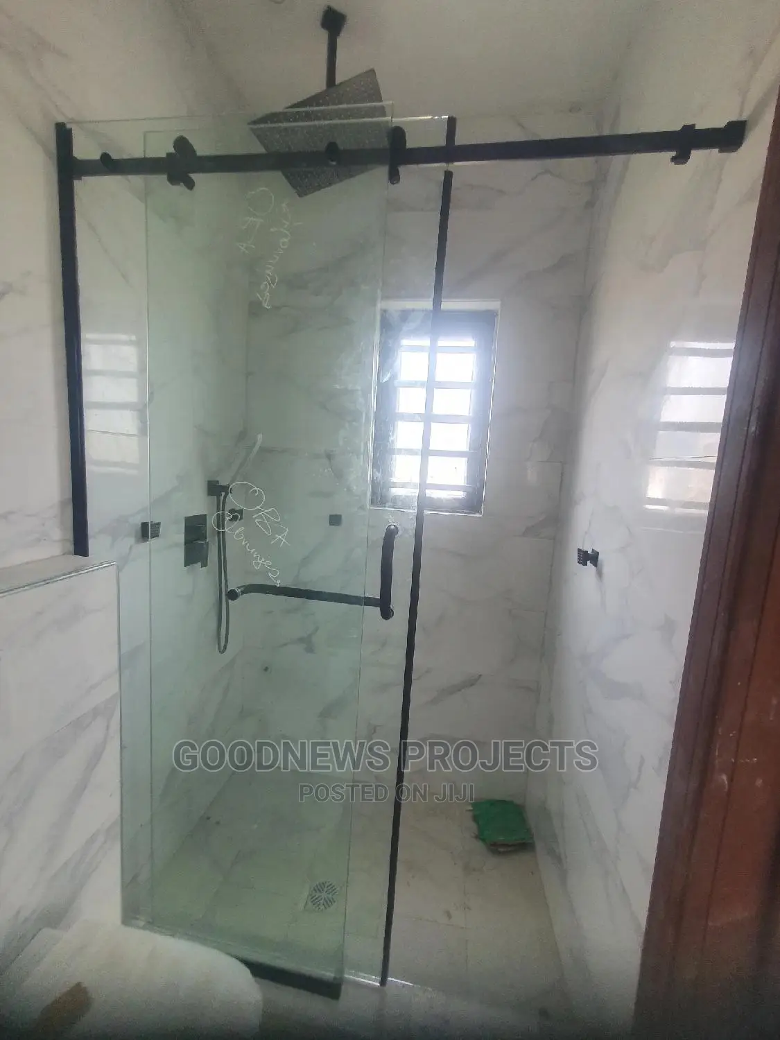 Black Shower Sliding Glass Door