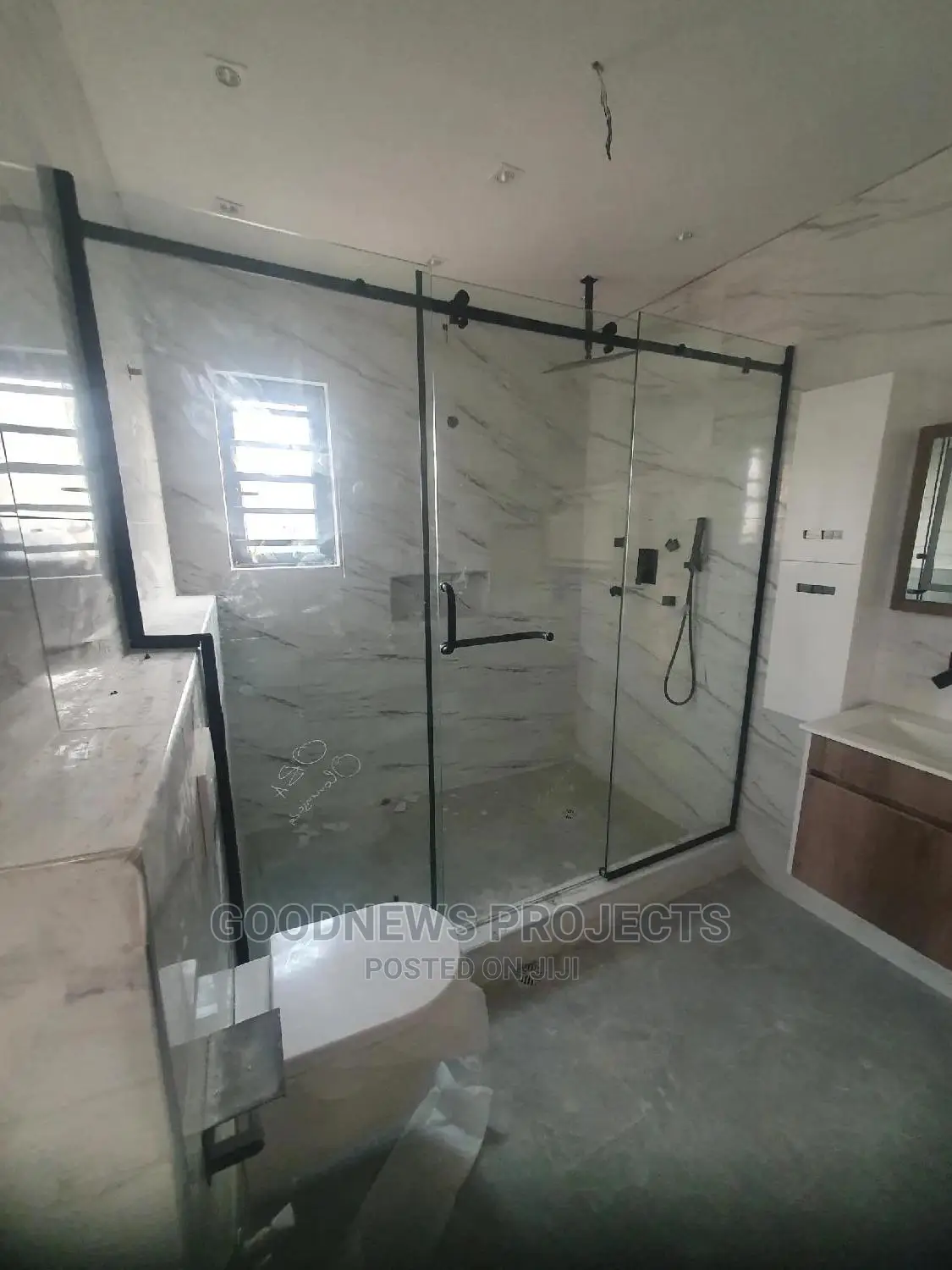 Black Shower Frameless Sliding Door
