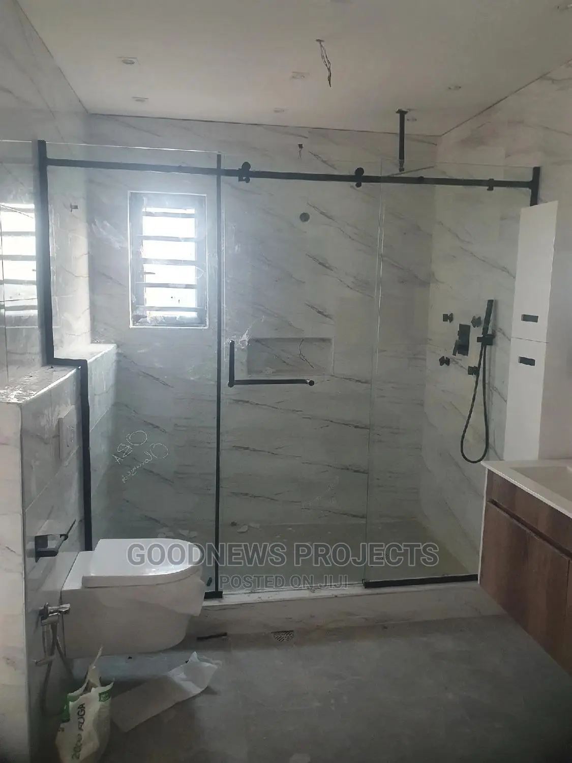 Black Shower Frameless Sliding Door