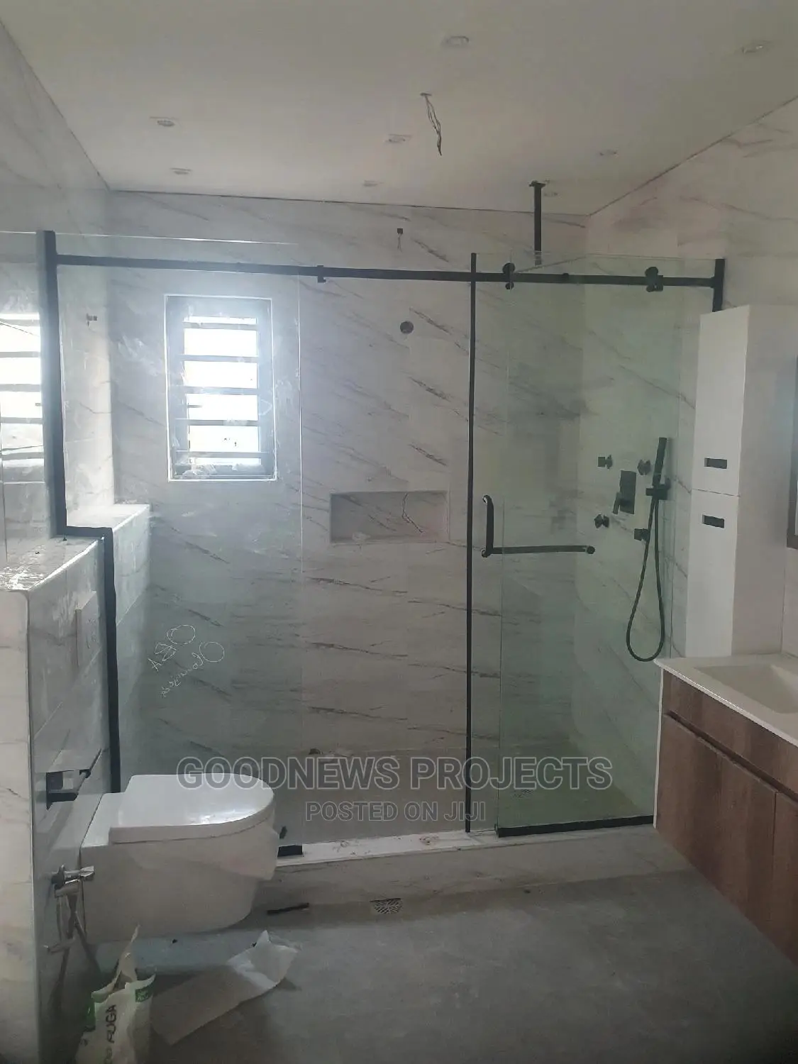 Black Shower Frameless Sliding Door